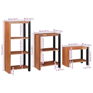 Knihovna 3 pcs Hnědá 50 x 30 x 110 cm Masivní akátové dřevo - obrázek 12