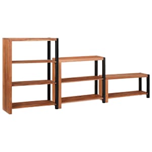 Knihovna 3 pcs Hnědá 80 x 30 x 110 cm Masivní akátové dřevo - obrázek 3
