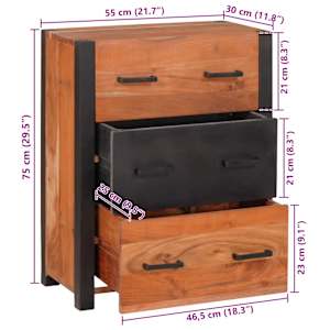 Servírovací skříň se zásuvkou 3 pcs Hnědá 55 x 30 x 75 cm - obrázek 14