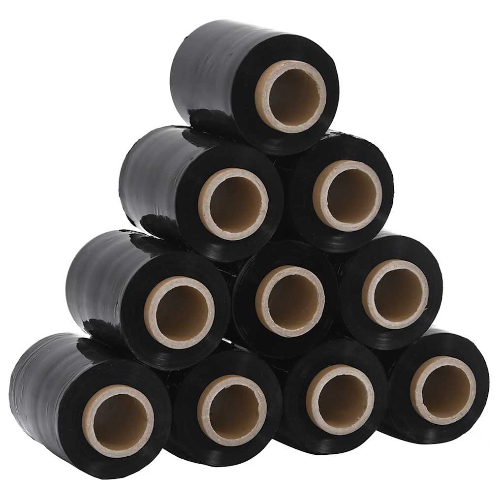 vidaXL Stretch fólie 10 ks, černá, 23 µm, 10 cm x 150 m