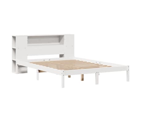 vidaXL Massivholzbett mit Regal ohne Matratze Wei&szlig; 120x190 cm Kiefer