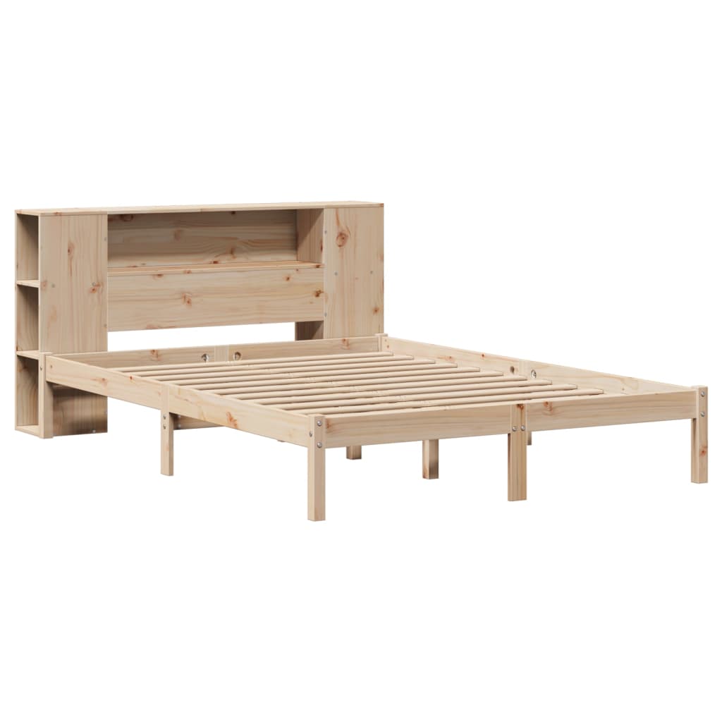vidaXL Bed met boekenkast zonder matras massief grenenhout 150x200 cm afbeelding