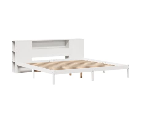 vidaXL Bed met boekenkast zonder matras grenenhout wit 180x200 cm