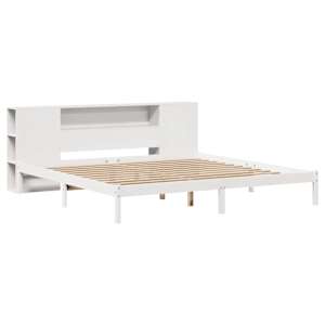 vidaXL Bed met boekenkast zonder matras grenenhout wit 180x200 cm