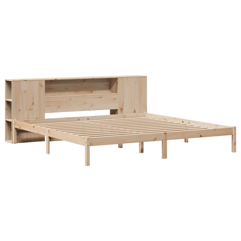 vidaXL Bed met boekenkast zonder matras massief grenenhout 200x200 cm afbeelding