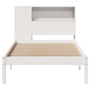 Postel s knihovnou bez matrace bílá 90x190 cm masivní borovice - obrázek 4