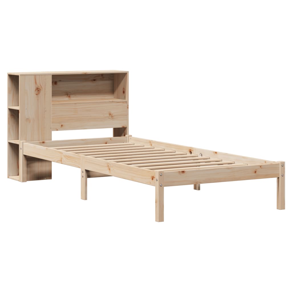 vidaXL Bed met boekenkast zonder matras massief grenenhout 90x200 cm afbeelding