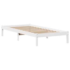Postel s knihovnou bez matrace bílá 100x200 cm masivní borovice - obrázek 5