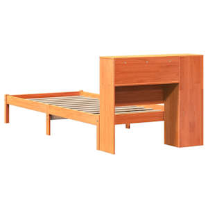 Postel s knihovnou bez matrace hnědá 75x190 cm masivní borovice - obrázek 8