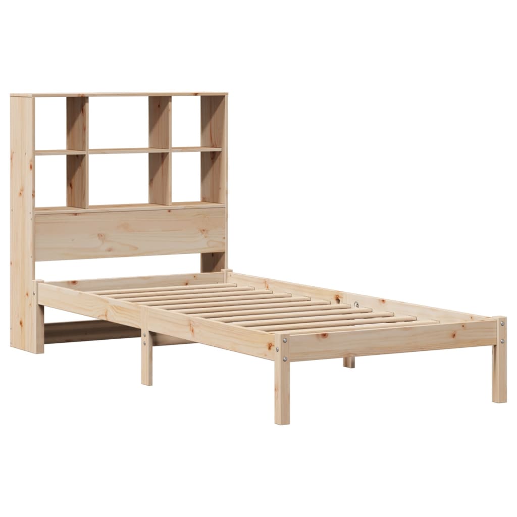 vidaXL Bed met boekenkast zonder matras massief grenenhout 75x190 cm afbeelding