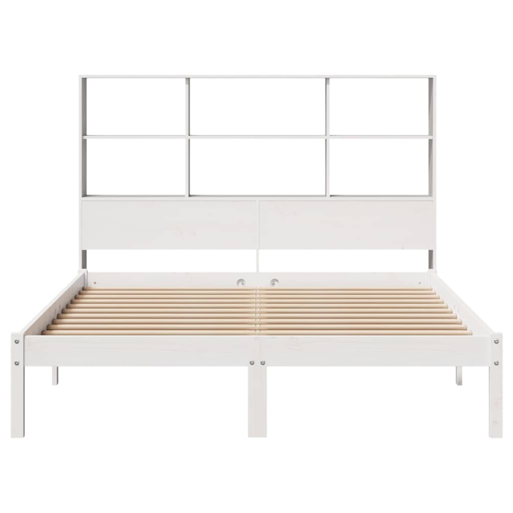 vidaXL Bed met boekenkast zonder matras grenenhout wit 160x200 cm, foto 4