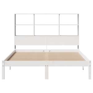 Postel s knihovnou bez matrace bílá 160x200 cm masivní borovice - obrázek 4
