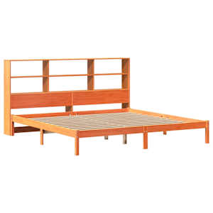 Postel s knihovnou bez matrace 200 x 200 cm masivní borovice - obrázek 3