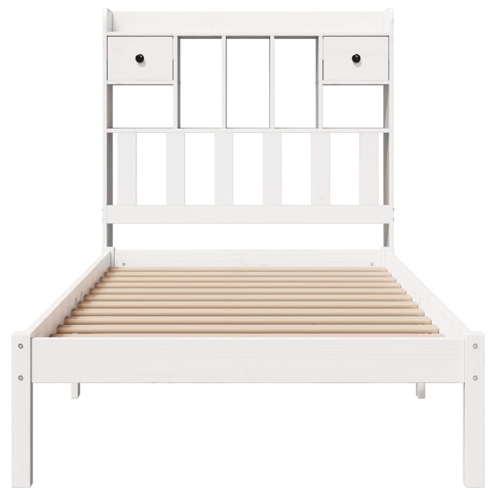vidaXL Bed met boekenkast zonder matras grenenhout wit 75x190 cm, foto 4