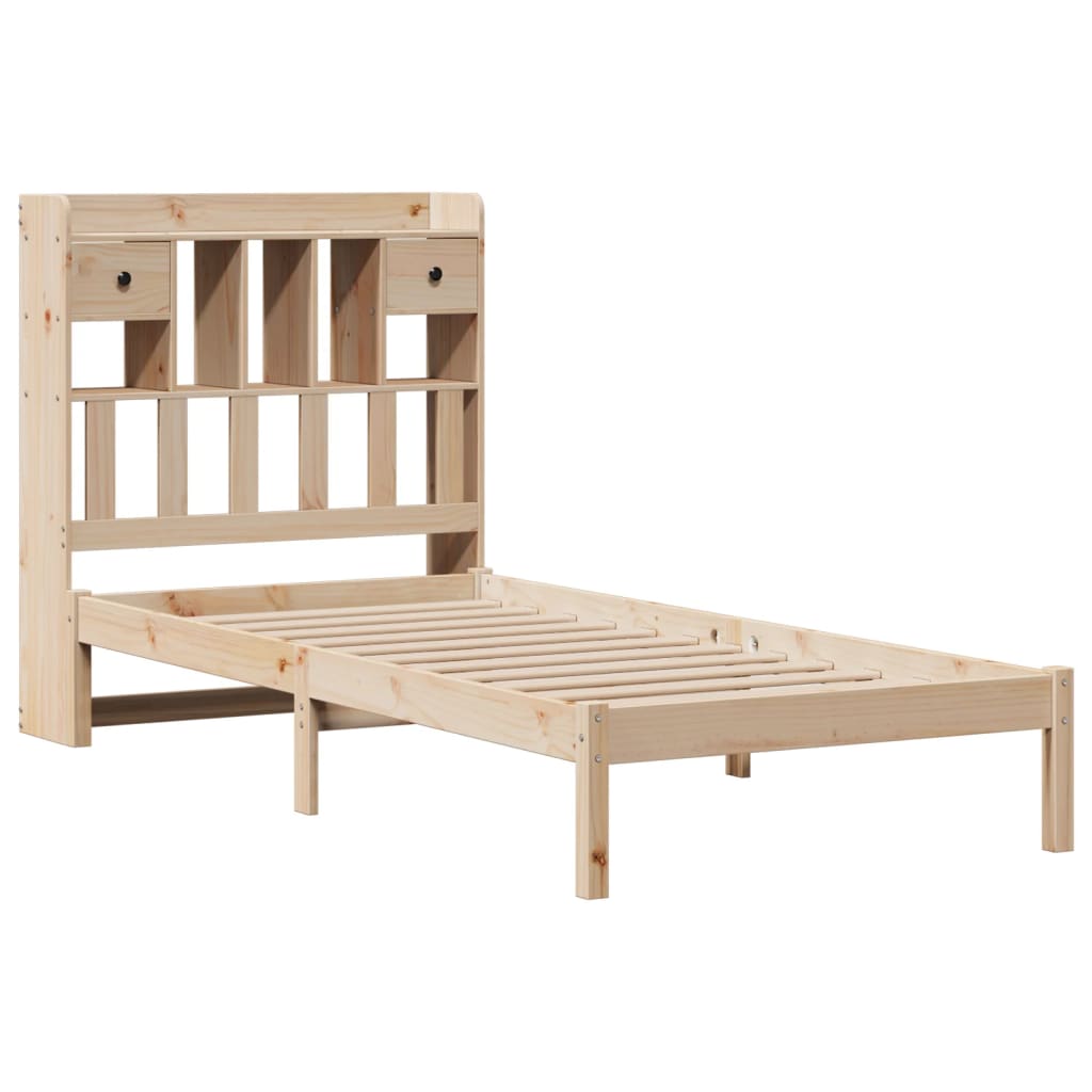 vidaXL Bed met boekenkast zonder matras massief grenenhout 90x190 cm afbeelding