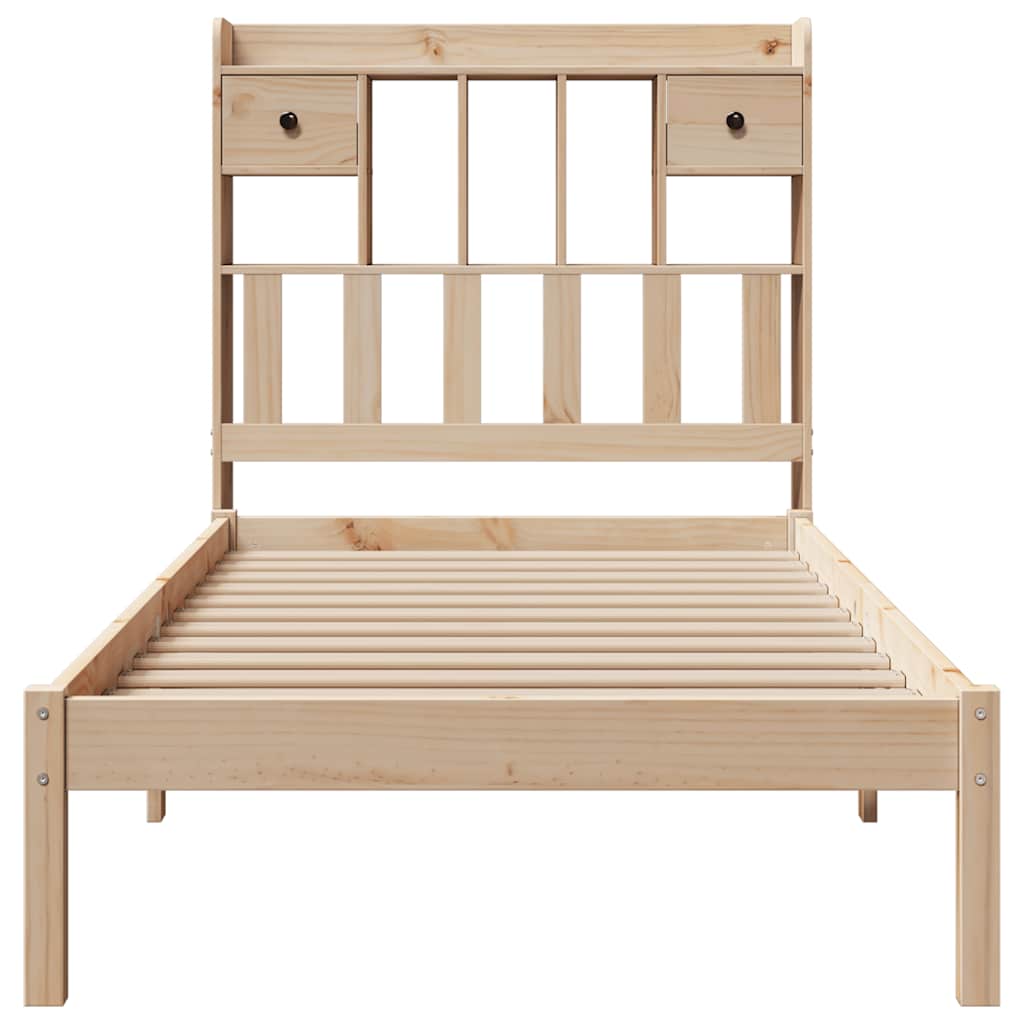 vidaXL Bed met boekenkast zonder matras massief grenenhout 90x190 cm bruin, foto 4