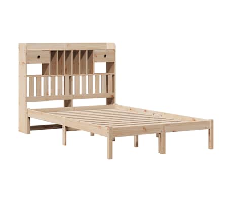 vidaXL Pat cu bibliotecă fără saltea, 120x190 cm, lemn masiv de pin