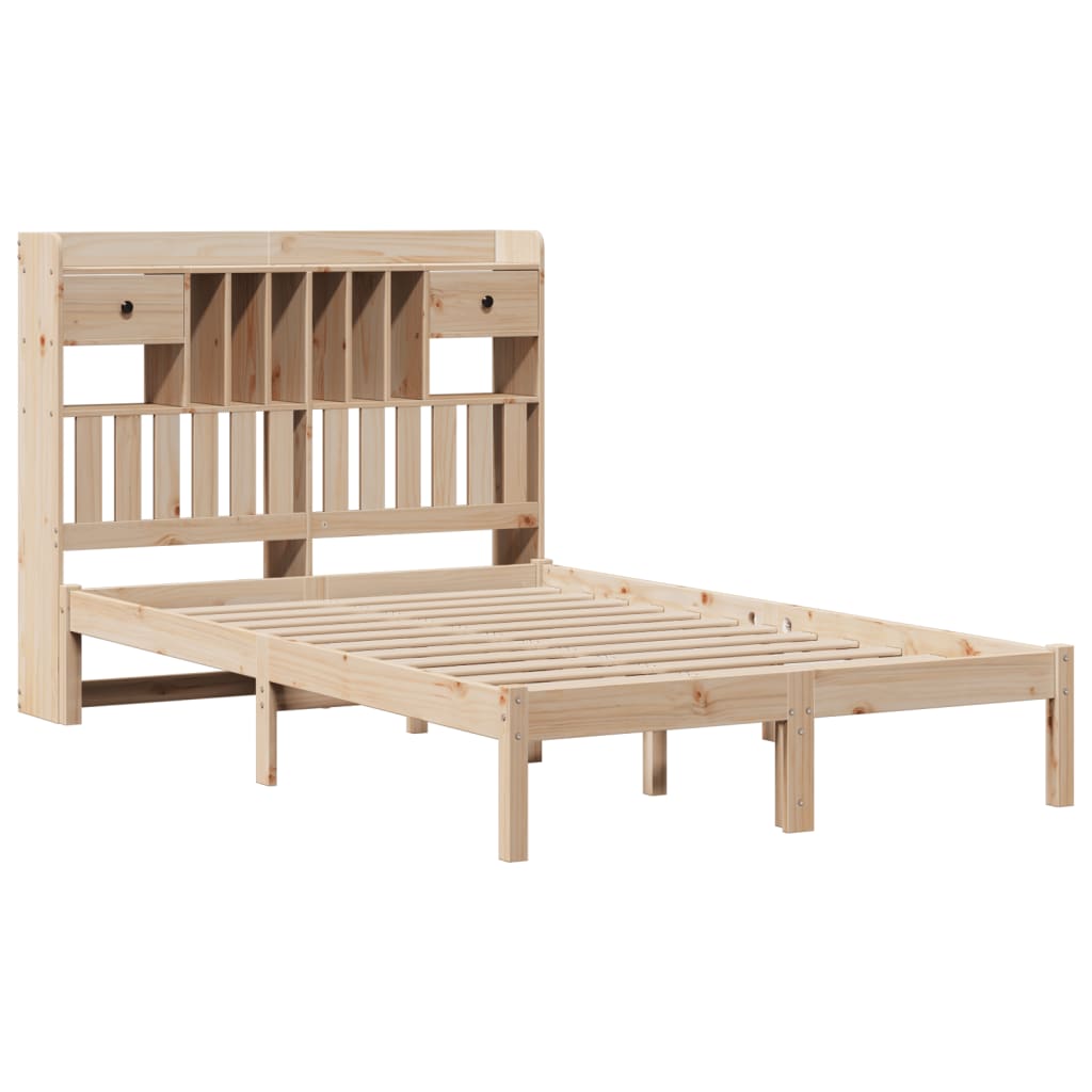 vidaXL Bed met boekenkast zonder matras massief grenenhout 135x190 cm afbeelding