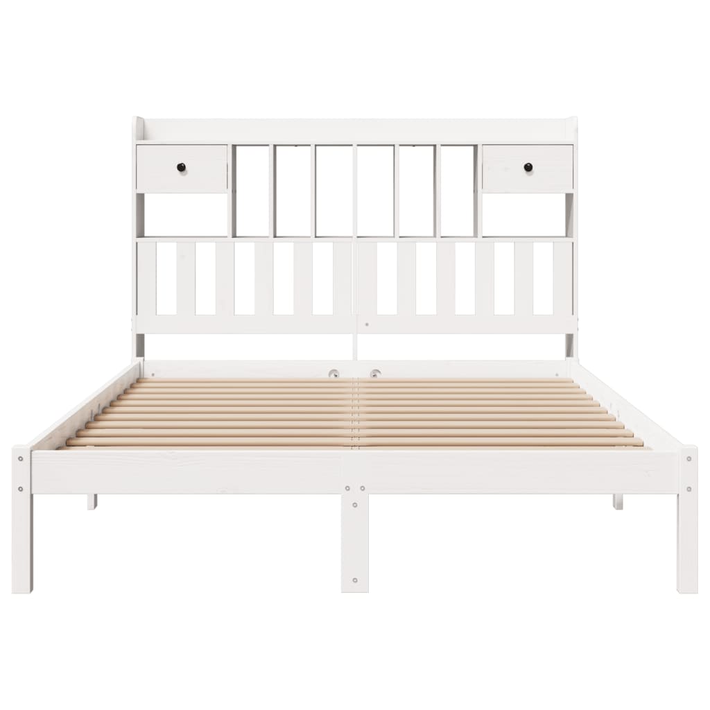 vidaXL Bed met boekenkast zonder matras grenenhout wit 140x190 cm, foto 4