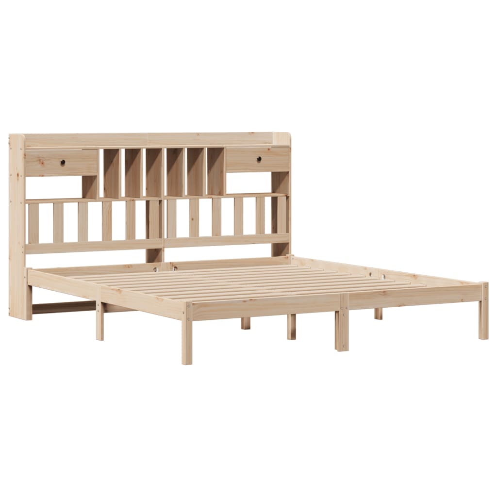 vidaXL Bed met boekenkast zonder matras massief grenenhout 200x200 cm afbeelding