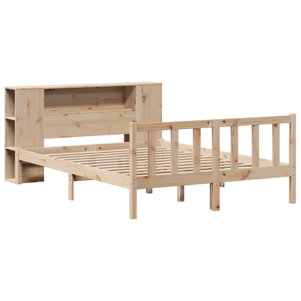 vidaXL Bed met boekenkast zonder matras massief grenenhout 140x190 cm afbeelding