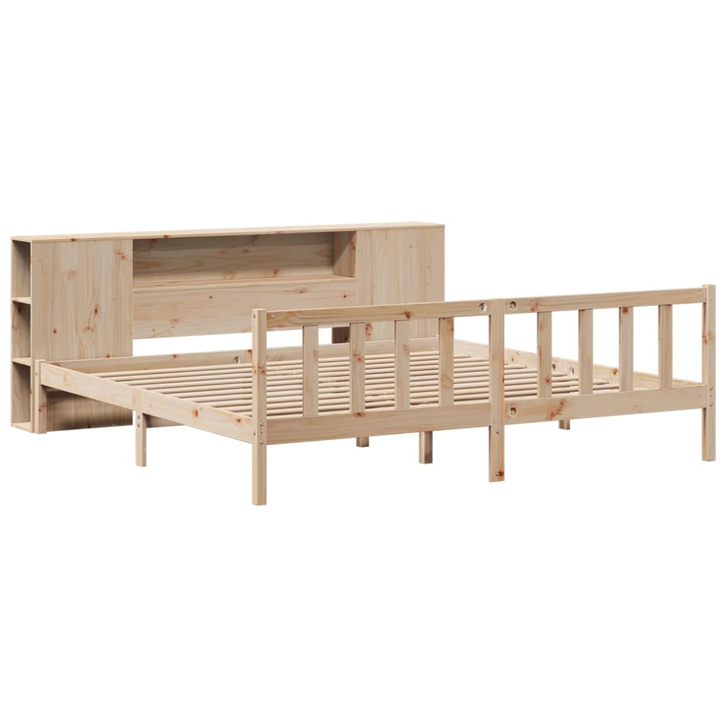 vidaXL Bed met boekenkast zonder matras massief grenenhout 200x200 cm afbeelding