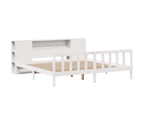 vidaXL Lit biblioth&egrave;que sans matelas blanc 200x200 cm bois pin massif