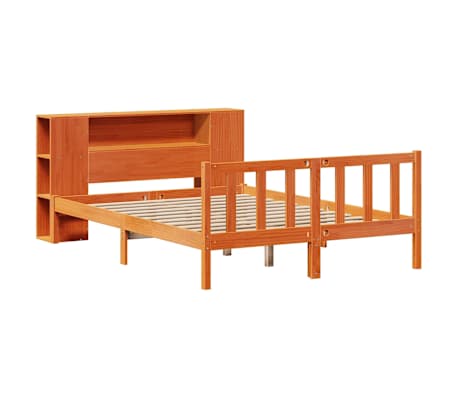 vidaXL Cama c/ estante sem colch&atilde;o 120x190cm pinho maci&ccedil;o castanho-mel