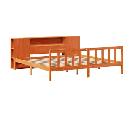 vidaXL Bed met boekenkast zonder matras grenenhout wasbruin 180x200 cm