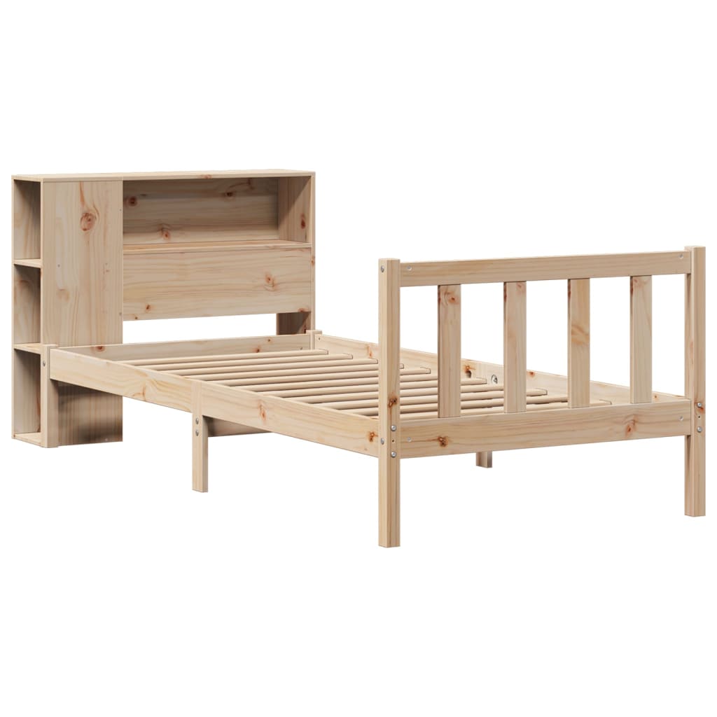 vidaXL Bed met boekenkast zonder matras massief grenenhout 75x190 cm afbeelding
