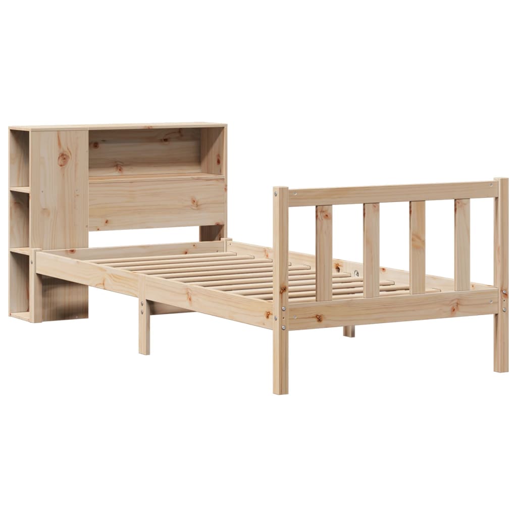 vidaXL Bed met boekenkast zonder matras massief grenenhout 100x200 cm afbeelding