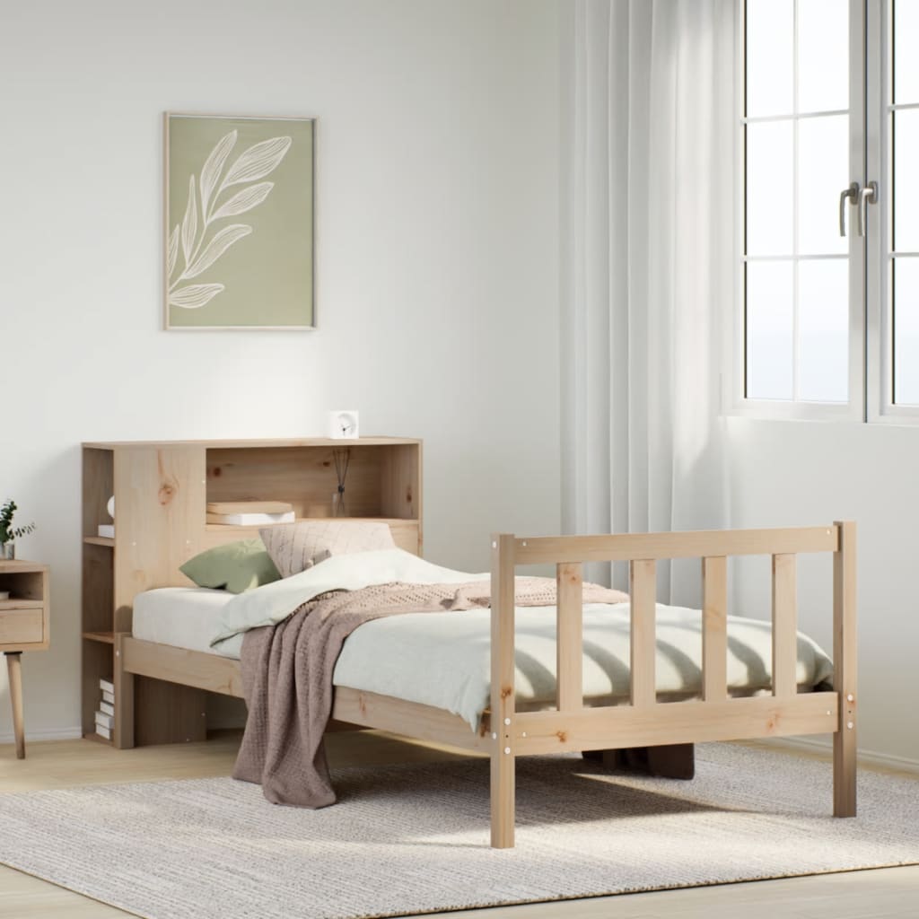 vidaXL Massivholzbett mit Regal ohne Matratze 100x200 cm Kiefer