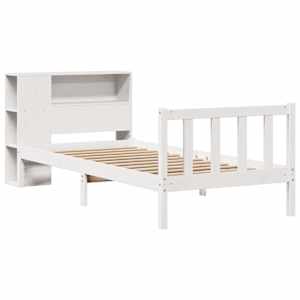 Postel s knihovnou bez matrace bílá 100x200 cm masivní borovice - obrázek 3