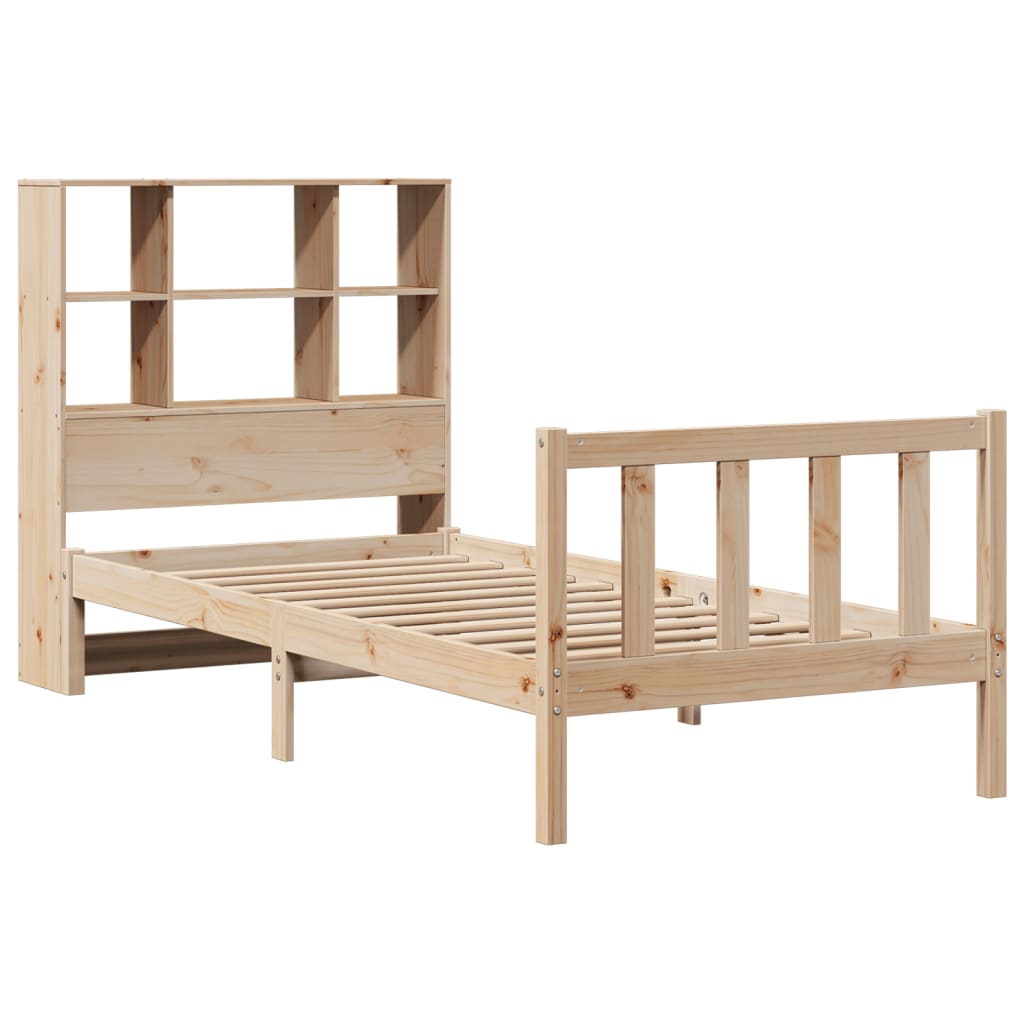 vidaXL Bed met boekenkast zonder matras massief grenenhout 75x190 cm afbeelding
