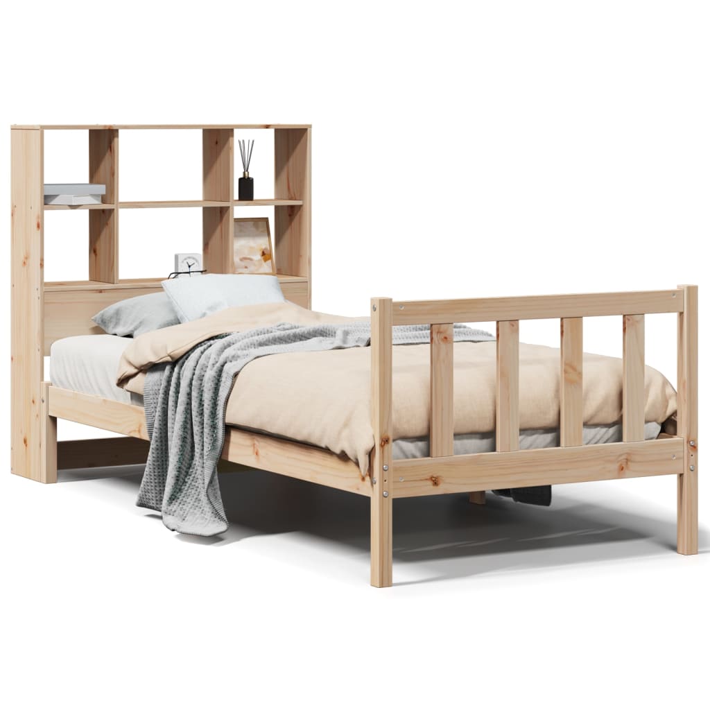 vidaXL Postel s knihovnou bez matrace 90 x 190 cm masivní borovice