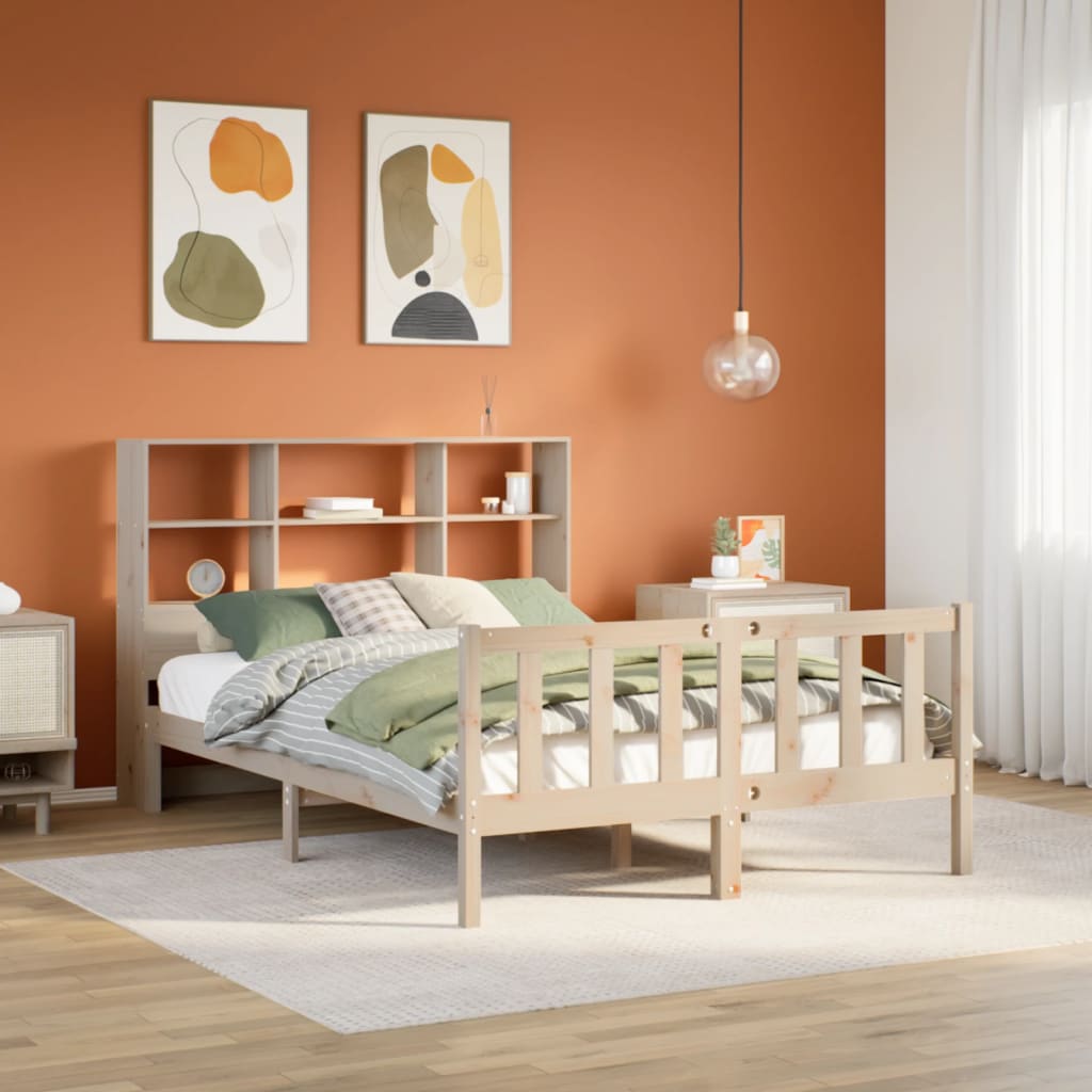 vidaXL Massivholzbett mit Regal ohne Matratze 140x190 cm Kiefernholz