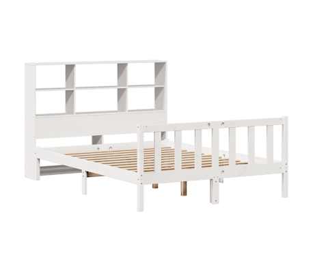 vidaXL Krevet s regalom z knjige bez madraca bijeli 140x190cm borovina