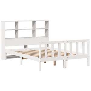 vidaXL Krevet s regalom z knjige bez madraca bijeli 140x190cm borovina