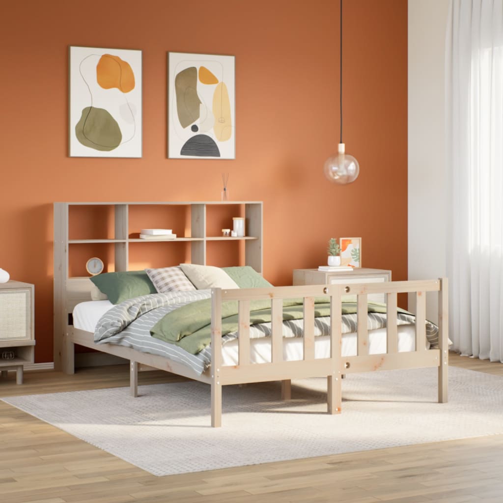 vidaXL Massivholzbett mit Regal ohne Matratze 120x200 cm Kiefer