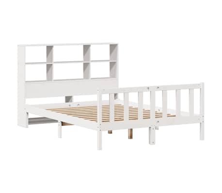 vidaXL Seng med bokhylle uten madrass hvit 140x200 cm heltre furu