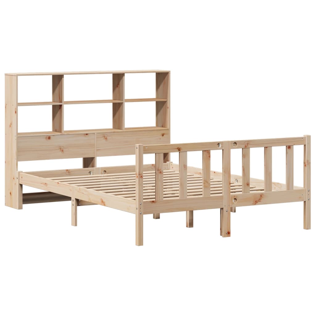 vidaXL Bed met boekenkast zonder matras massief grenenhout 150x200 cm afbeelding