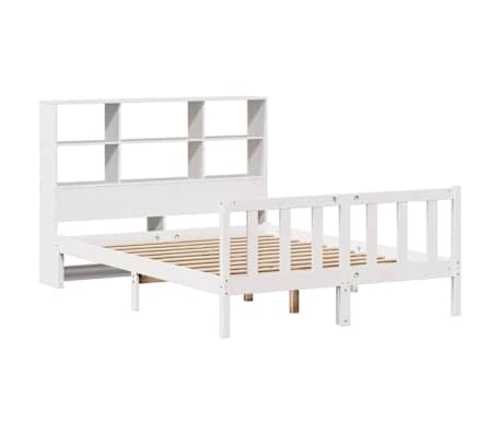 vidaXL Krevet s regalom z knjige bez madraca bijeli 150x200cm borovina