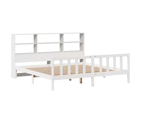 vidaXL Postel s knihovnou bez matrace bílá 200x200 cm masivní borovice