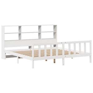 vidaXL Postel s knihovnou bez matrace bílá 200x200 cm masivní borovice