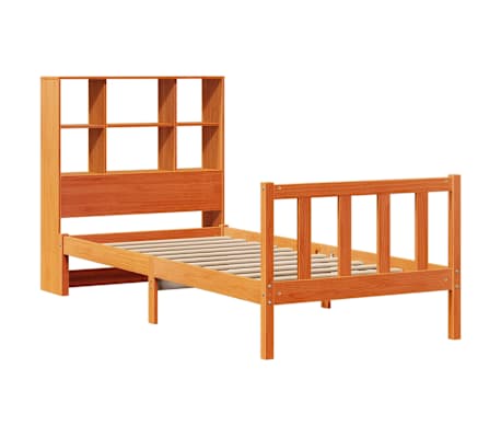 vidaXL R&uacute;mgrind me&eth; B&oacute;kahillu &aacute;n D&yacute;nu Vaxbr&uacute;nn 90x190 cm Gegnheil Fura