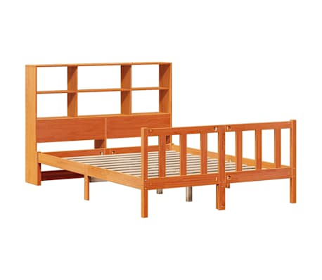 vidaXL Bed met boekenkast zonder matras grenenhout wasbruin 120x200 cm