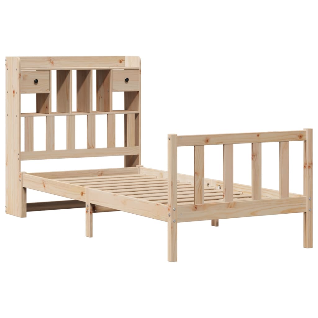 vidaXL Bed met boekenkast zonder matras massief grenenhout 90x190 cm afbeelding