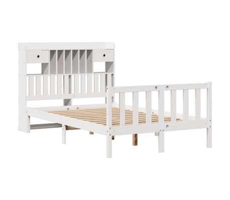 vidaXL Lit biblioth&egrave;que sans matelas blanc 135x190 cm bois pin massif