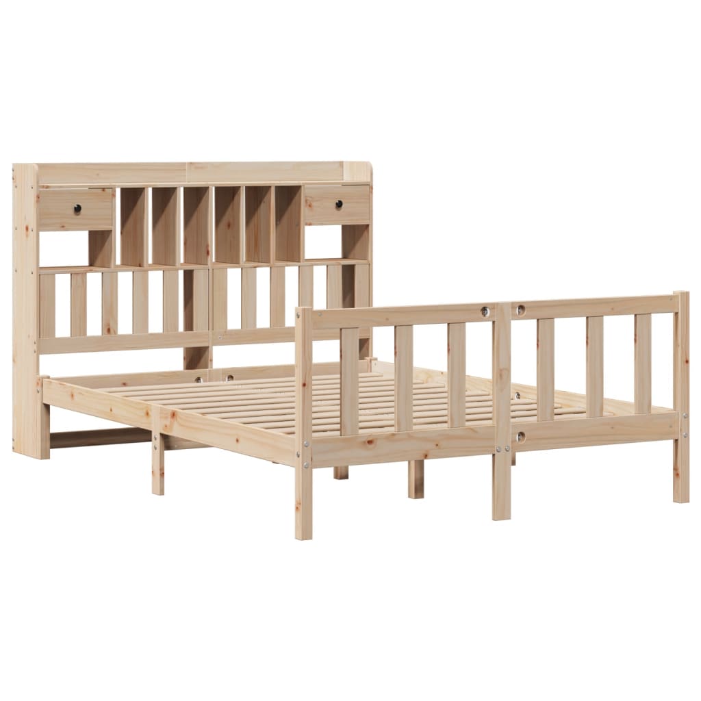 vidaXL Bed met boekenkast zonder matras massief grenenhout 160x200 cm afbeelding