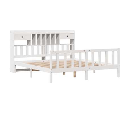 vidaXL Postel s knihovnou bez matrace bílá 200x200 cm masivní borovice